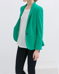 Zara buttoned blazer mint green