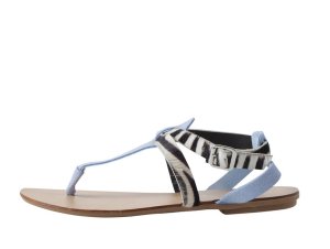 Pieces BLUE SUEDE ZEBRA SANDALS Faded Blue