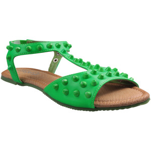 Refresh by Beston Women's 'Yotis' Flat T-strap Sandals green
