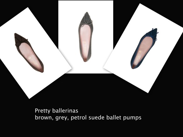 Pretty ballerinas brown, grey, petrol suede ballet pumps