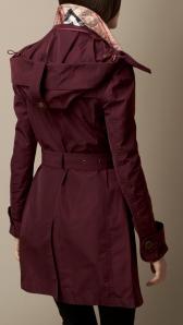 Burberry claret HOODED TAFFETA TRENCH COAT