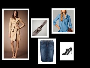 Denim skirt + trench