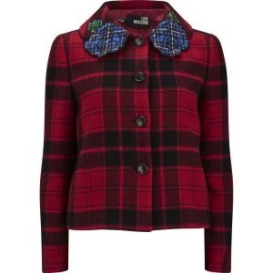 LOVE MOSCHINO women's tartan wool jacket - red check