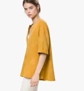 Massimo Dutti SUEDE KAFTAN mustard