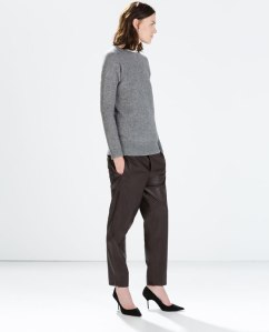 Zara Leather effect trousers in wine
