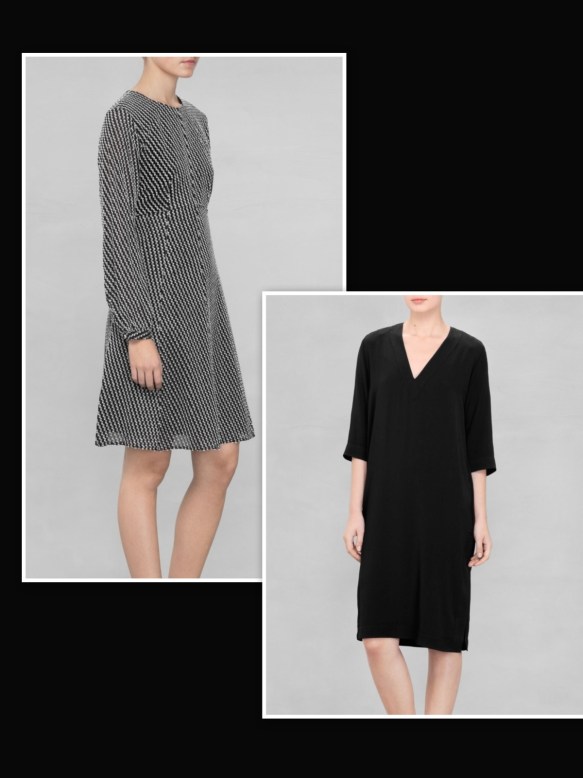 Black dress over black and white dress