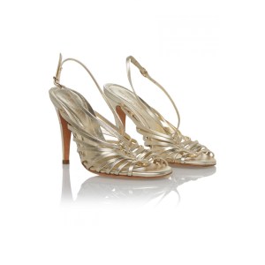 SERGIO ROSSI METALLIC LEATHER STRAPPY SANDALS £90.00