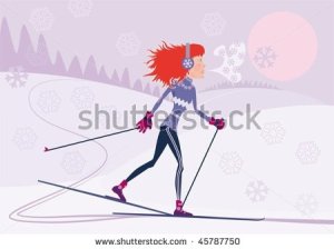 stock-vector-red-haired-girl-on-the-cross-country-skiing-45787750