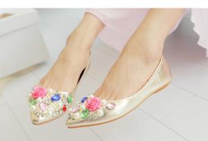 Yes Style Beaded Rhinestone Flats