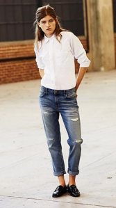 White shirt and jeans
