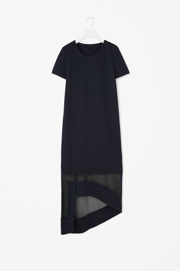 COS SHEER-HEM DRESS navy