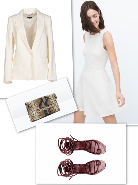 White blazer+ white short dress
