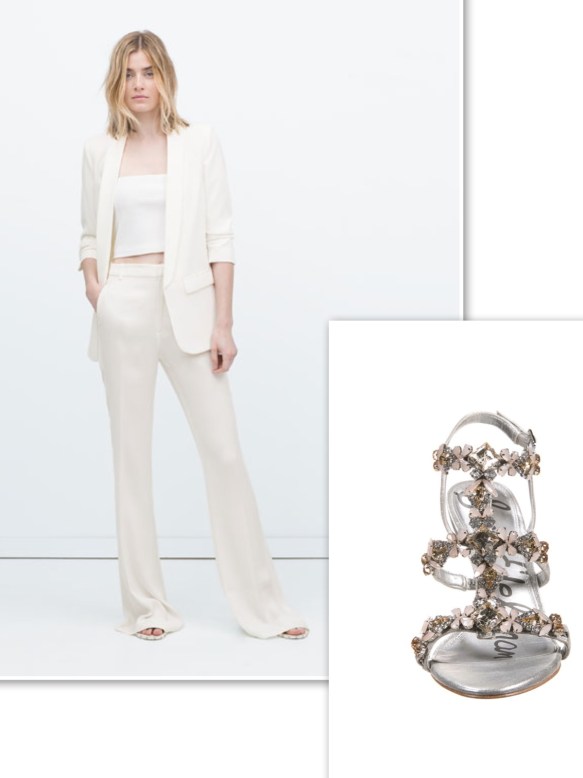 White suit + unusual sandals