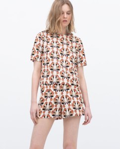 Zara top and matching High waist printed shorts