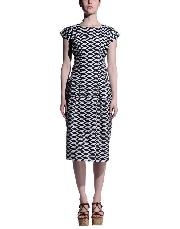 8 3/4 length dress black/white pattern