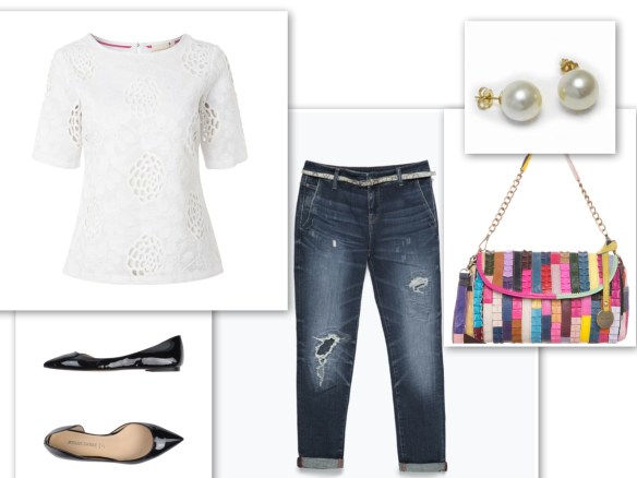 Embroidered blouse + jeans