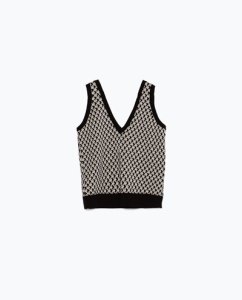Zara MICRO-JACQUARD WAISTCOAT black