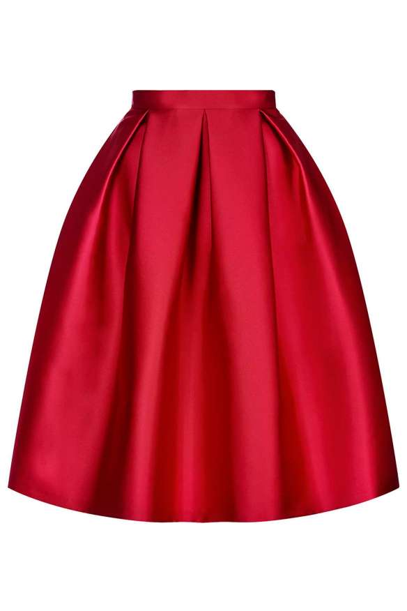 TopShop Satin Prom Midi Skirt red