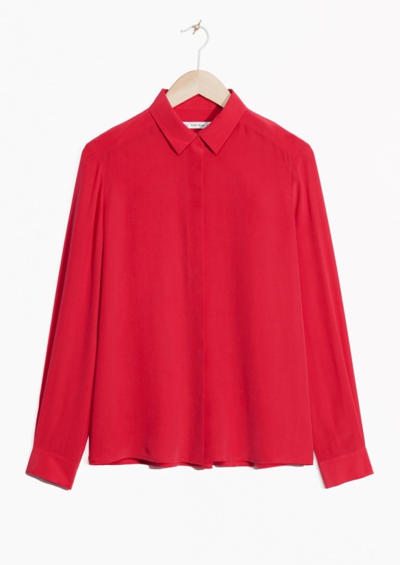 & Other Stories Silk Shirt red