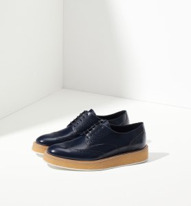 Massimo Dutti Blue antik leather platform bluchers