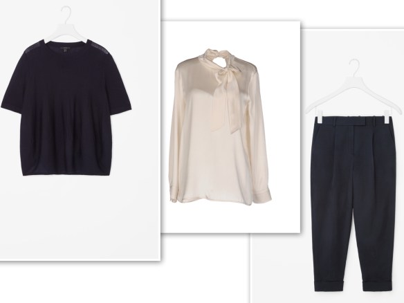 navy-knit-beige-blouse-navy-trousers